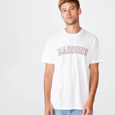 QLD Maroons Men’s White Text Tee